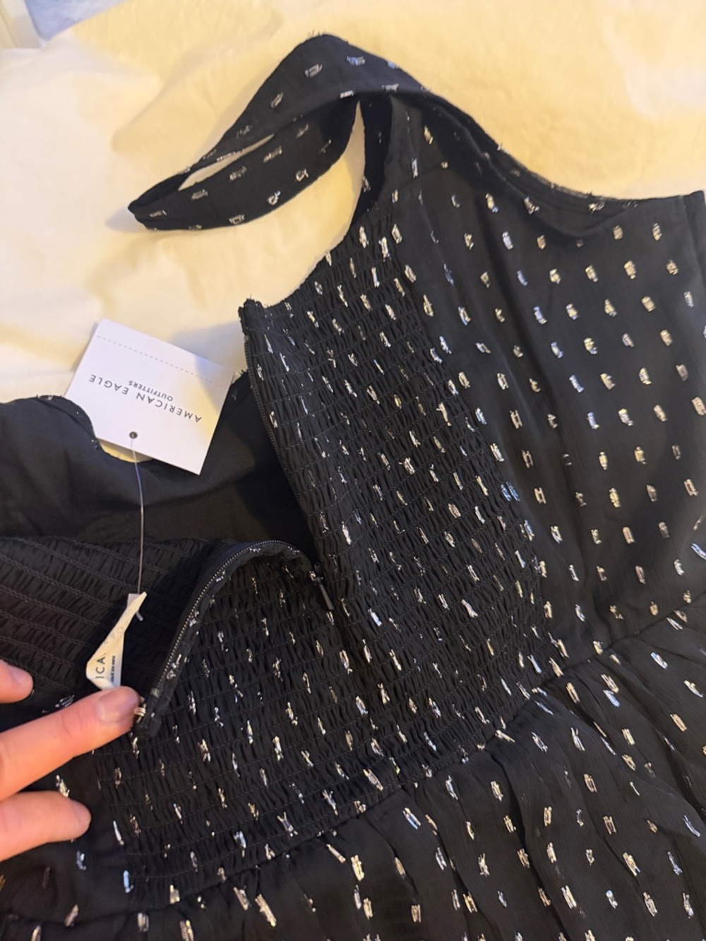 American Eagle Outfitters Black Mini Dress with Silver Print - Picture 4 of 5